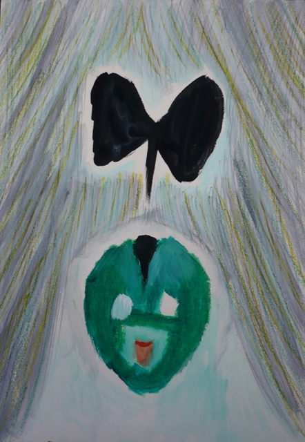 Yoshie Sugito, self portrait, acrylic on paper, 29.7x21cm